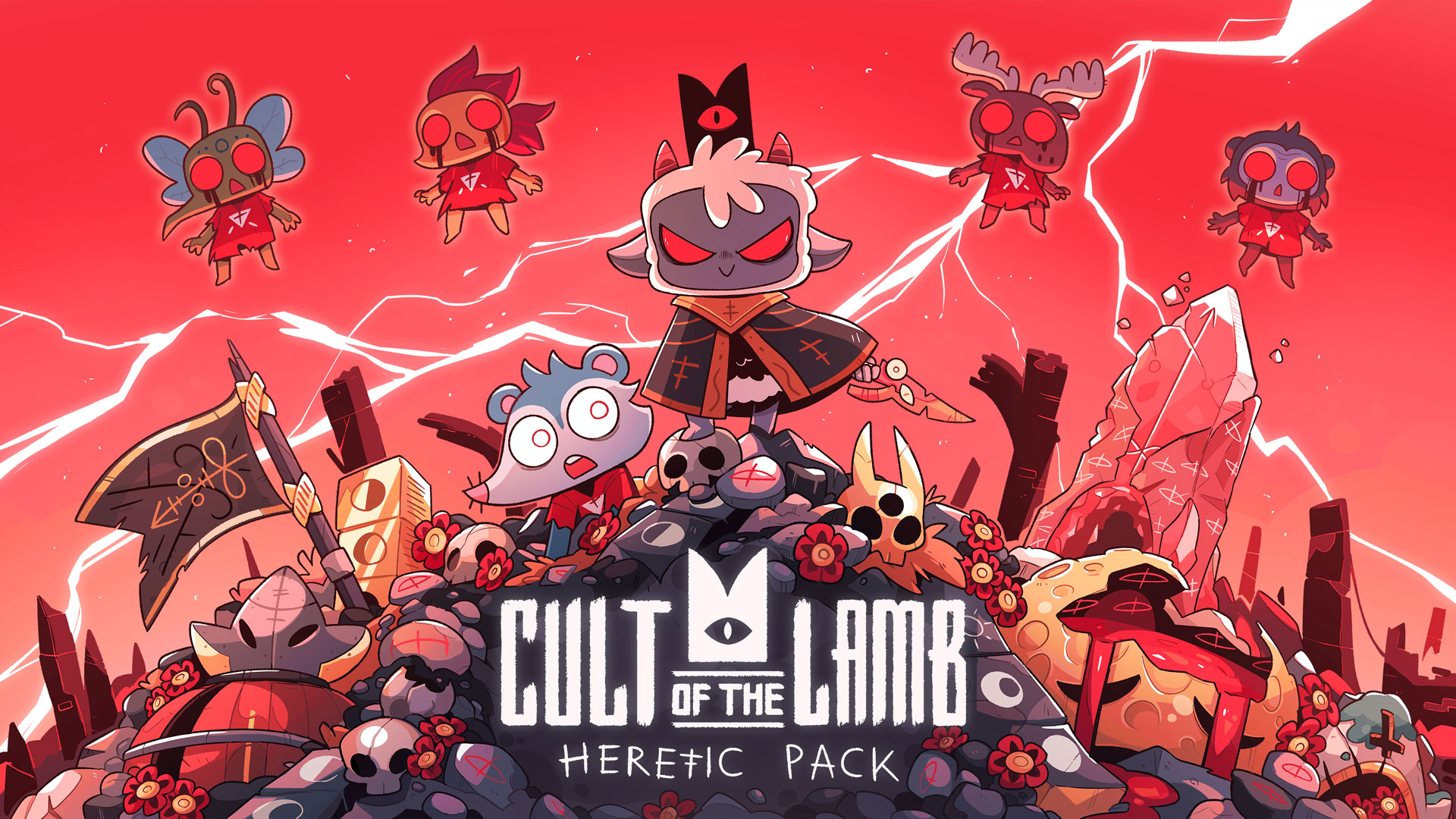 CultOfTheLamb Cult of the Lamb|En un mundo de falsos profetas, eres un cordero poseído que ha sido salvado de la aniquilación por un extraño y siniestro poder. Ahora, para pagar tu deuda, debes crear una comunidad de seguidores fieles en su nombre.|$150.00
